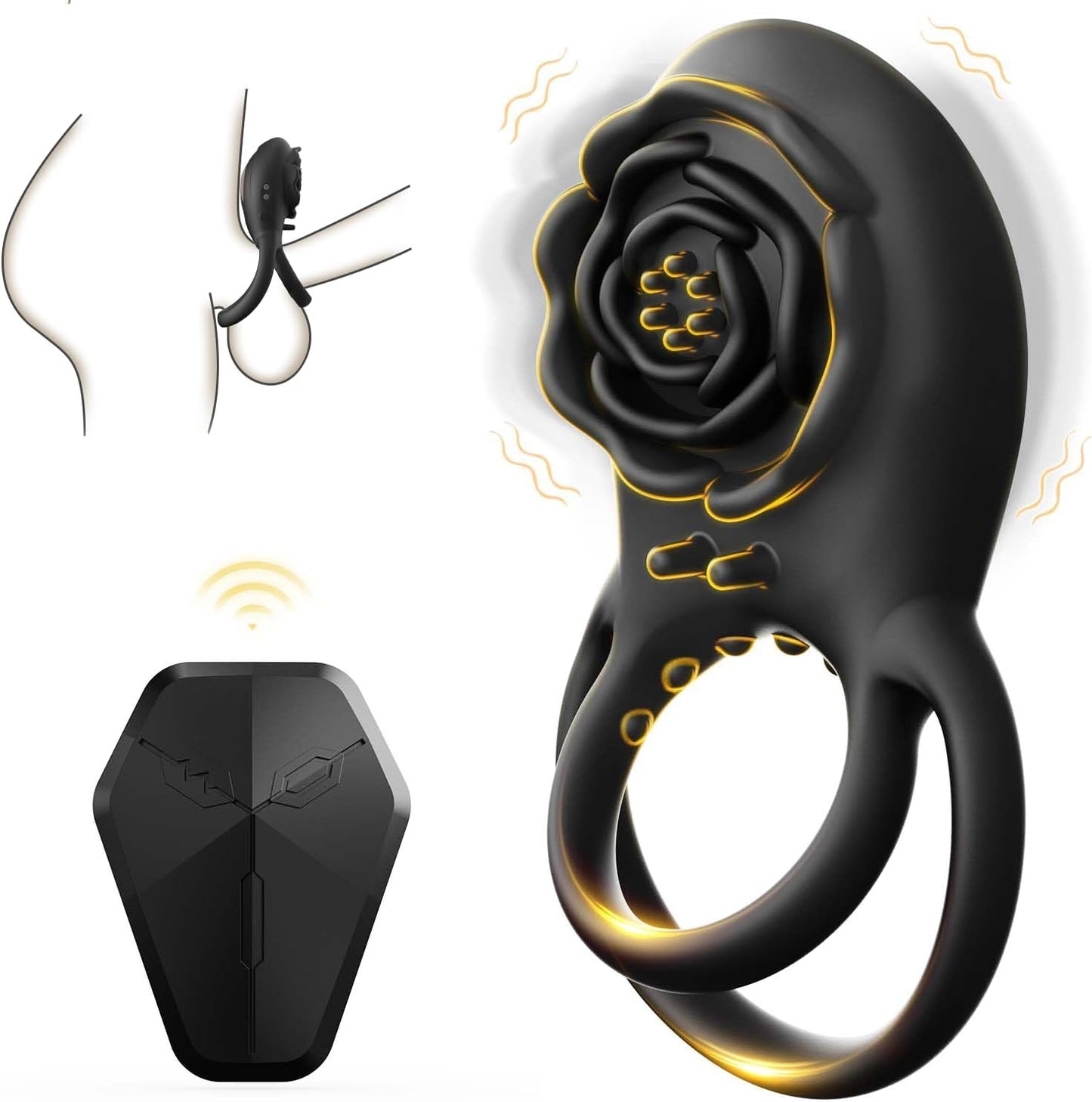 Rose Clit Massager & Vibe Ring Pleasure Toy For Couples