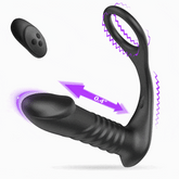 Remote control cock ring anal vibrator showing silicone texture and remote
