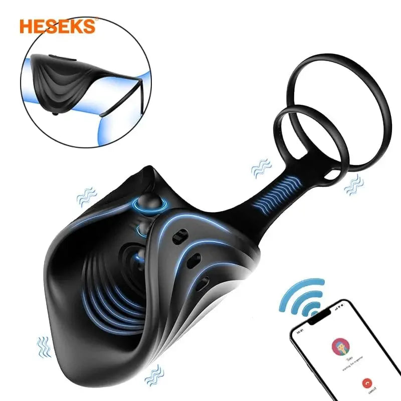 App-controlled wireless cock ring showing adjustable silicone design