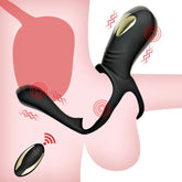 Dual-function vibrating cock ring showing ergonomic design and flexible silicone material