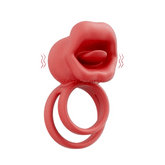 vibrating cock ring with mouth design dual stimulation soft silicone
