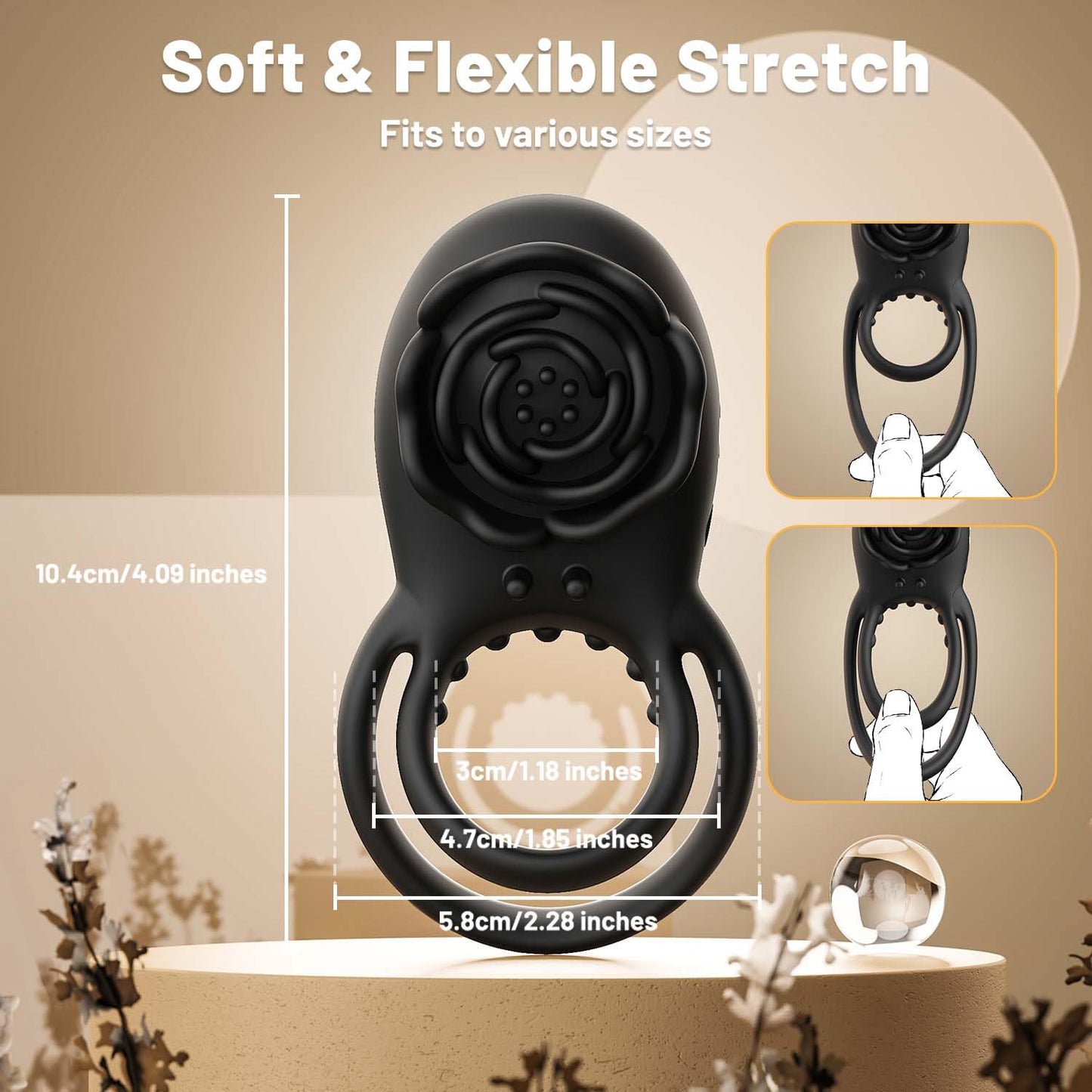 Rose Clit Massager & Vibe Ring Pleasure Toy For Couples