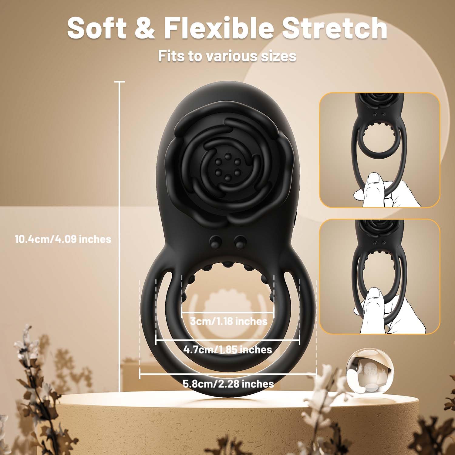 Rose Clit Massager & Vibe Ring Pleasure Toy For Couples