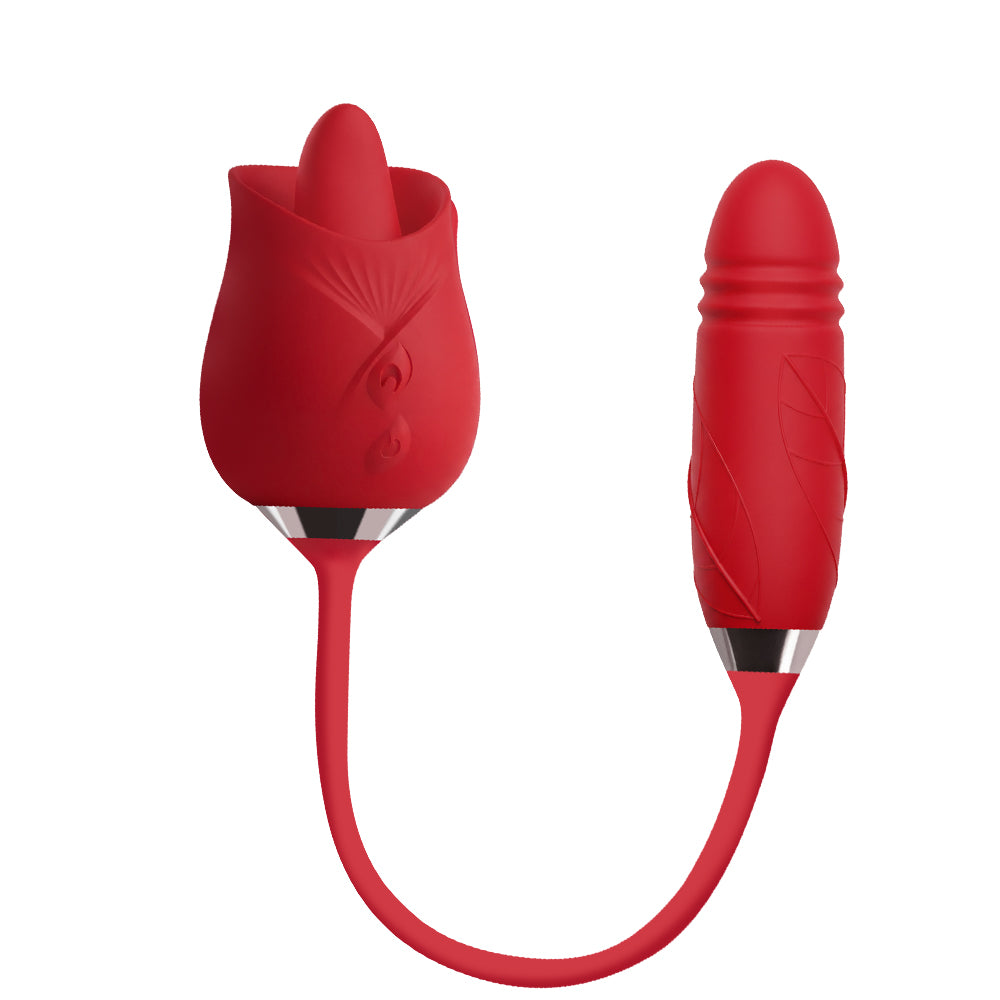 RoseLite Entry-Level Tongue-Style Rose Massager - rabbit vibrator featuring waterproof, quiet, body-safe silicone
