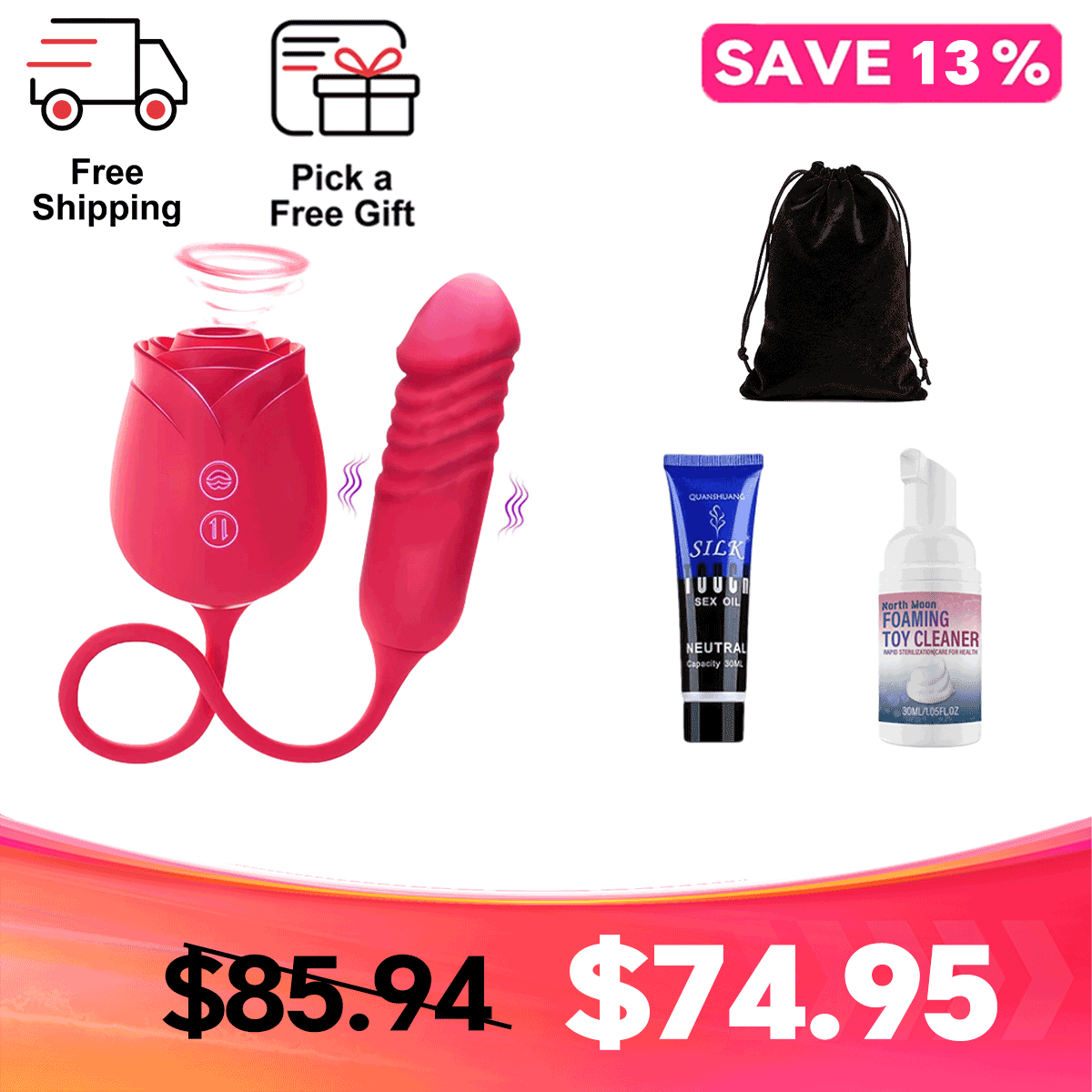 Rose Mary - Dual Massager - Suction & Internal Vibe