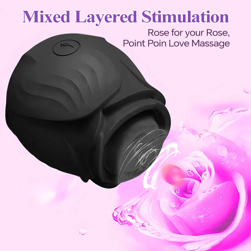 Black Amora Rose Clit Suction Massager