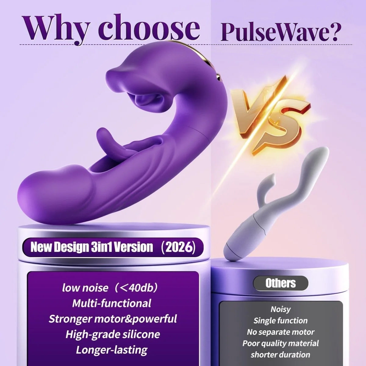PulseWave 3-in-1 Rabbit Massager with Tongue-Style Motion