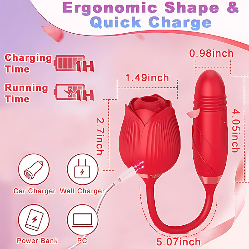 RoséTrio 3-in-1 Rose Massager with Suction & Internal Motion