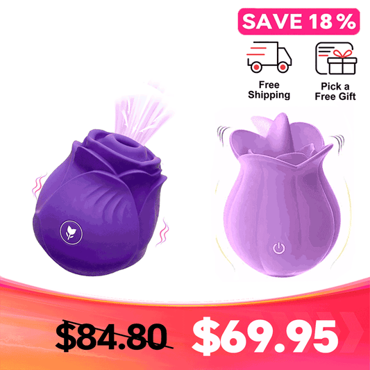 Oral-Like Sensation Combo – Amora Rose + MLEM Tongue-Style Massager - tongue vibrator featuring quiet, rechargeable, body-saf