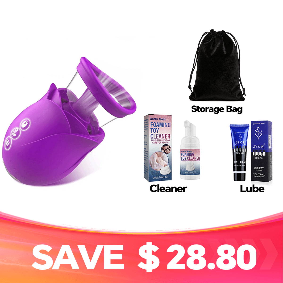 Vortex - 3-in-1 Upgraded Rose Toy Suction & Tongue