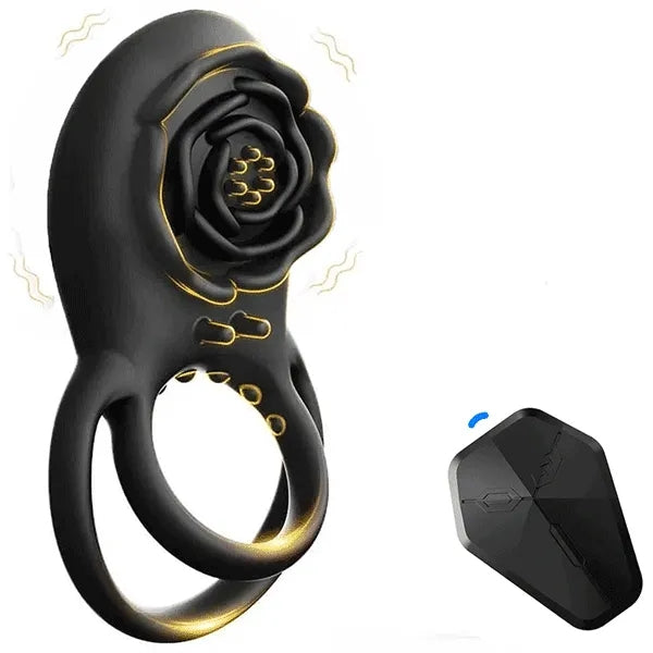 Rose Clit Massager & Vibe Ring Pleasure Toy For Couples - male masturbator featuring remote control, waterproof, rechargeable