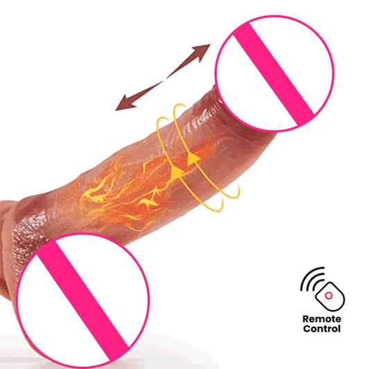 8.66" Medical Silicone Heating Thrusting Massager - male masturbator featuring remote control, waterproof, quiet