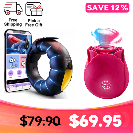 Bedroom Essentials Duo - FlexRing Vibe Ring & Original - vibrating couples ring featuring app controlled, waterproof, quiet
