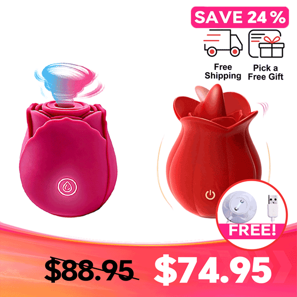 Rose Suction Massager Set with Extra Charging Cable