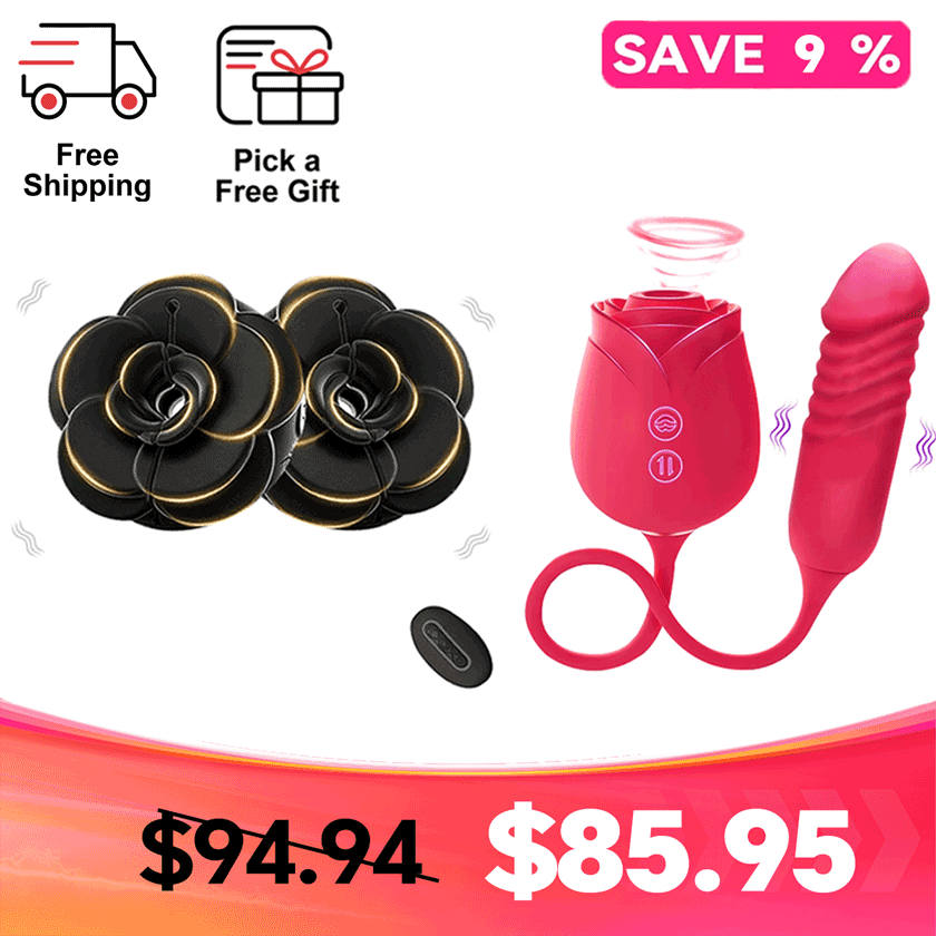 Rosara - Remote Control Vibrating Nipple Clamps Rose Nipple Toys
