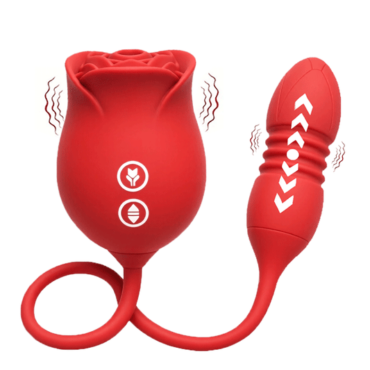 DualVibe - Compact Rose Massager with Air Suction & Vibe - rabbit vibrator with suction featuring waterproof, rechargeable, b