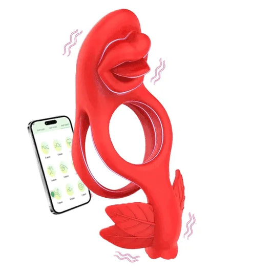 Lipleaf - Tongue Vibe Ring for External & Testicle Play - male masturbator featuring app controlled, remote control, waterpro