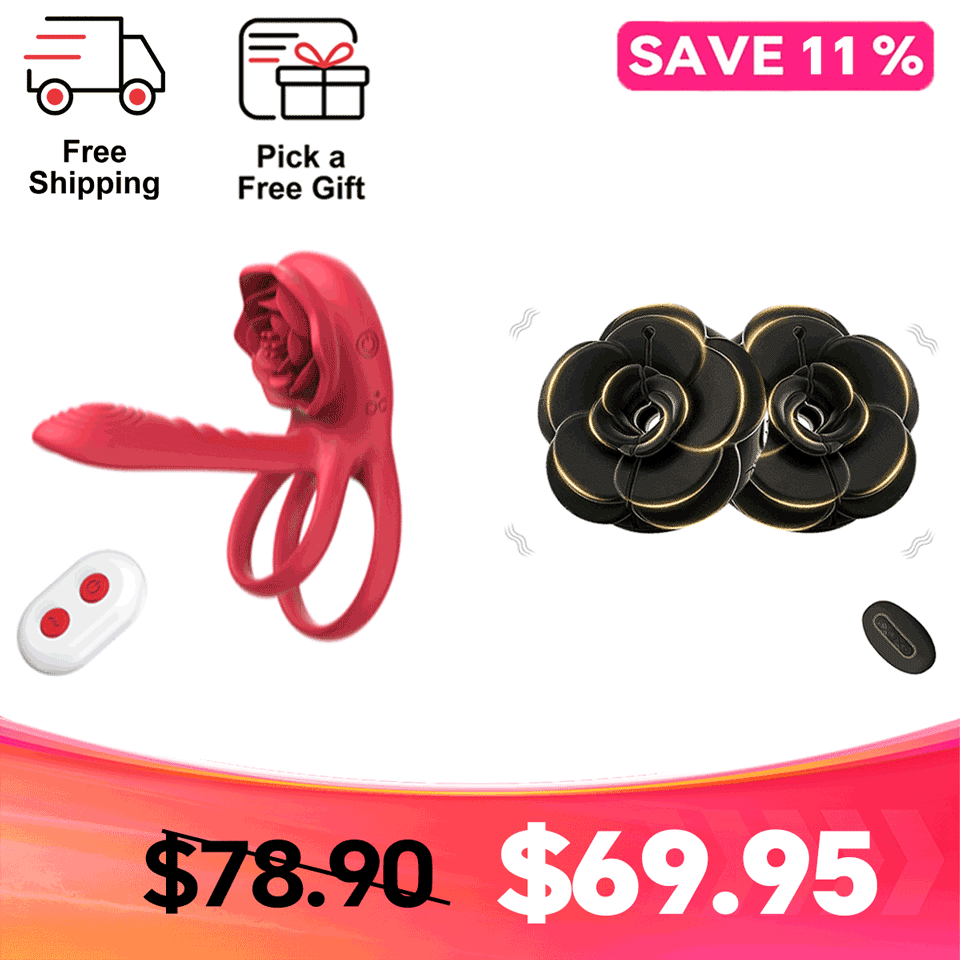 Rosara - Remote Control Vibrating Nipple Clamps Rose Nipple Toys