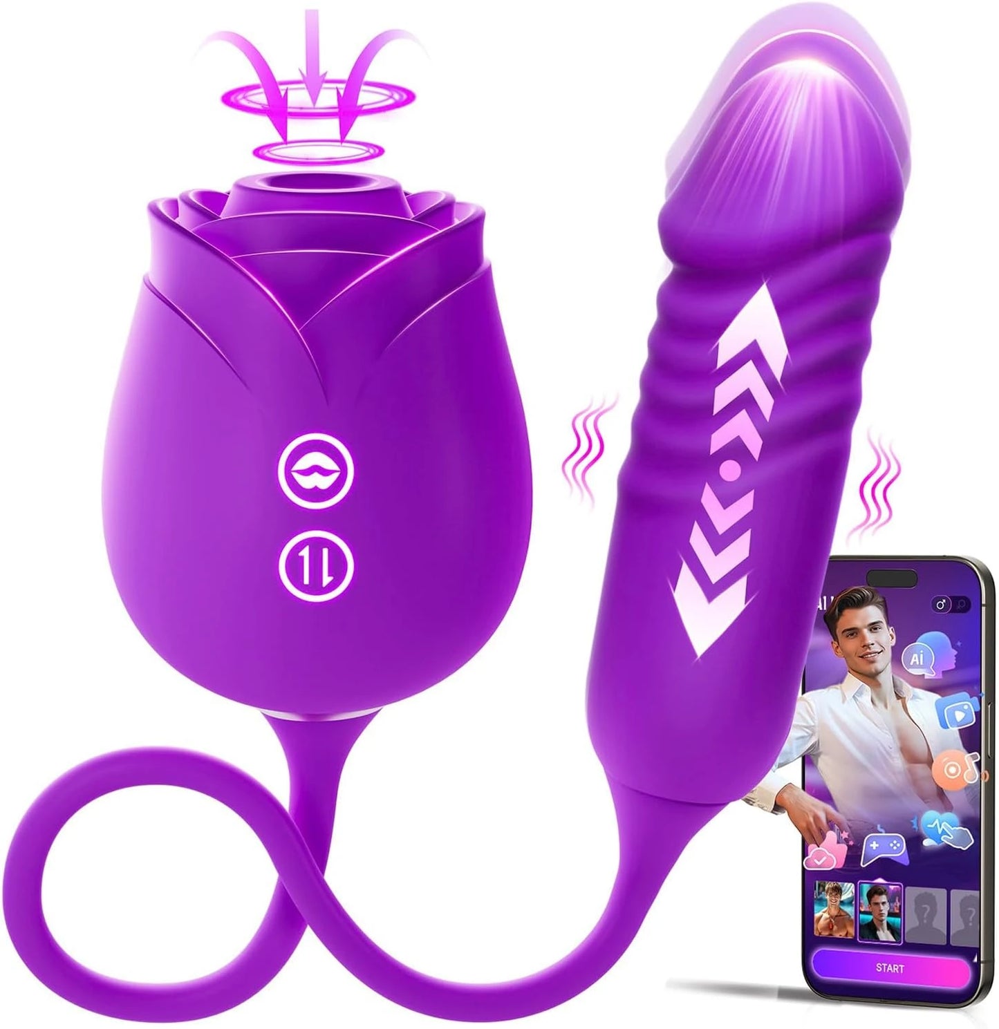 Rose Mary - Dual Massager - Suction & Internal Vibe