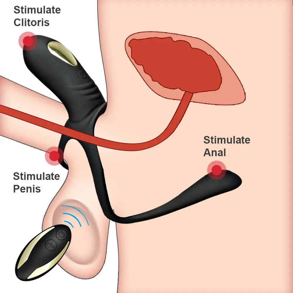 Medical-grade silicone vibrating cock ring with multiple vibration modes for delay and clitoral stimulation