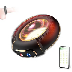 Adjustable vibrating cock ring with heating function displayed at angle