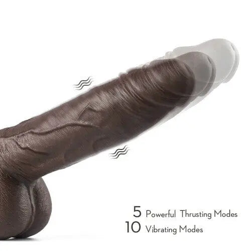 Close-up of textured silicone shaft and suction cup base for hands-free use