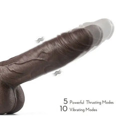 Close-up of textured silicone shaft and suction cup base for hands-free use