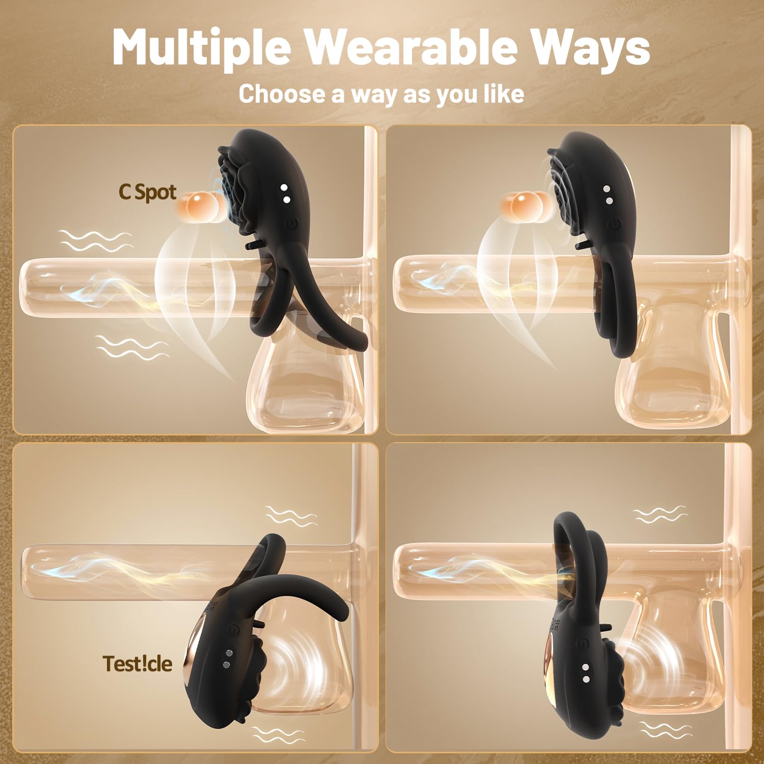 Rose Clit Massager & Vibe Ring Pleasure Toy For Couples