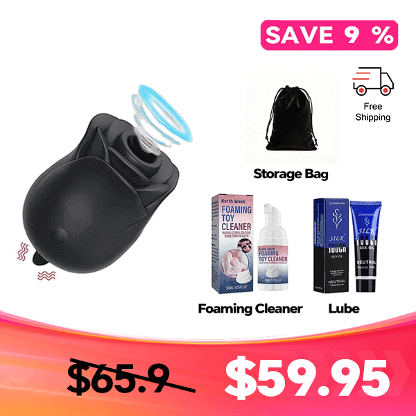 Self-Care Set for Black Rose 2-in-1 Suction & Tongue-Style Massager Set
