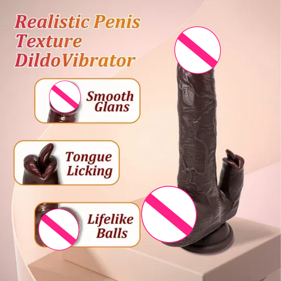 Double-Toy Pleasure Kit - Black Realistic Massager & Rose