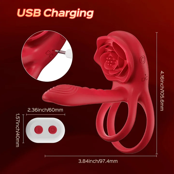 Rosethick – Dual-Ring Couples Ring with External Massager