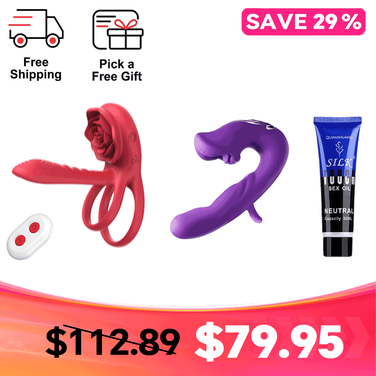 Rosethick – Dual-Ring Couples Ring with External Massager