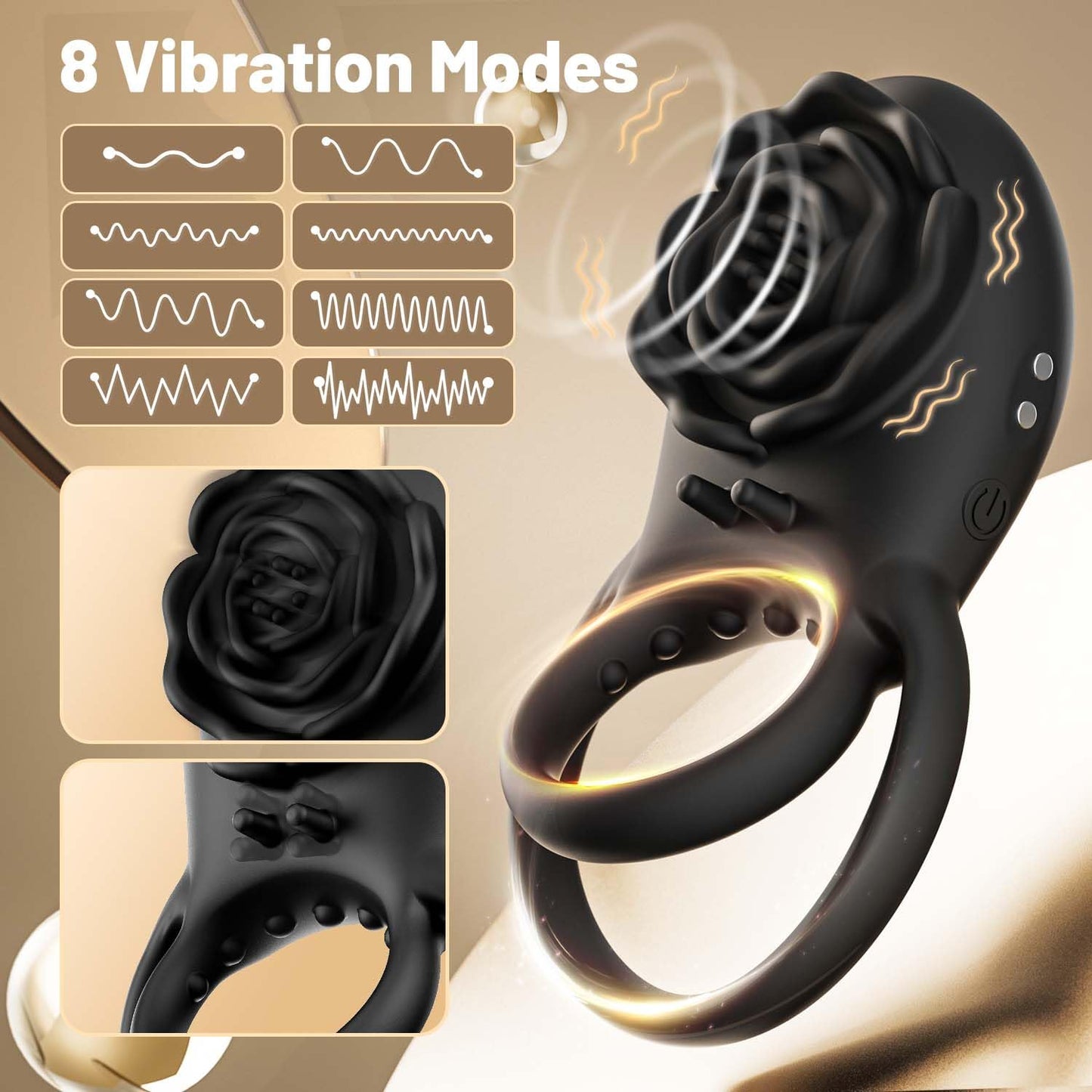 Rose Clit Massager & Vibe Ring Pleasure Toy For Couples