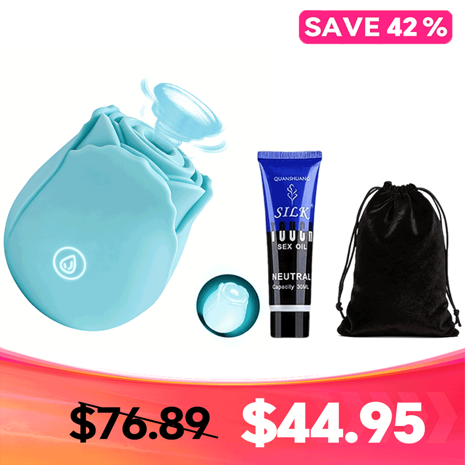 LunaGlow Luminous Rose Suction Massager in Blue