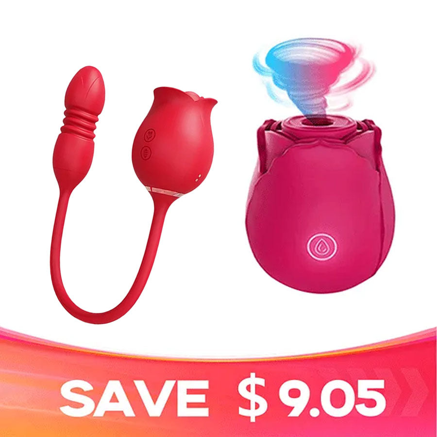 DualVibe - Compact Rose Massager with Air Suction & Vibe