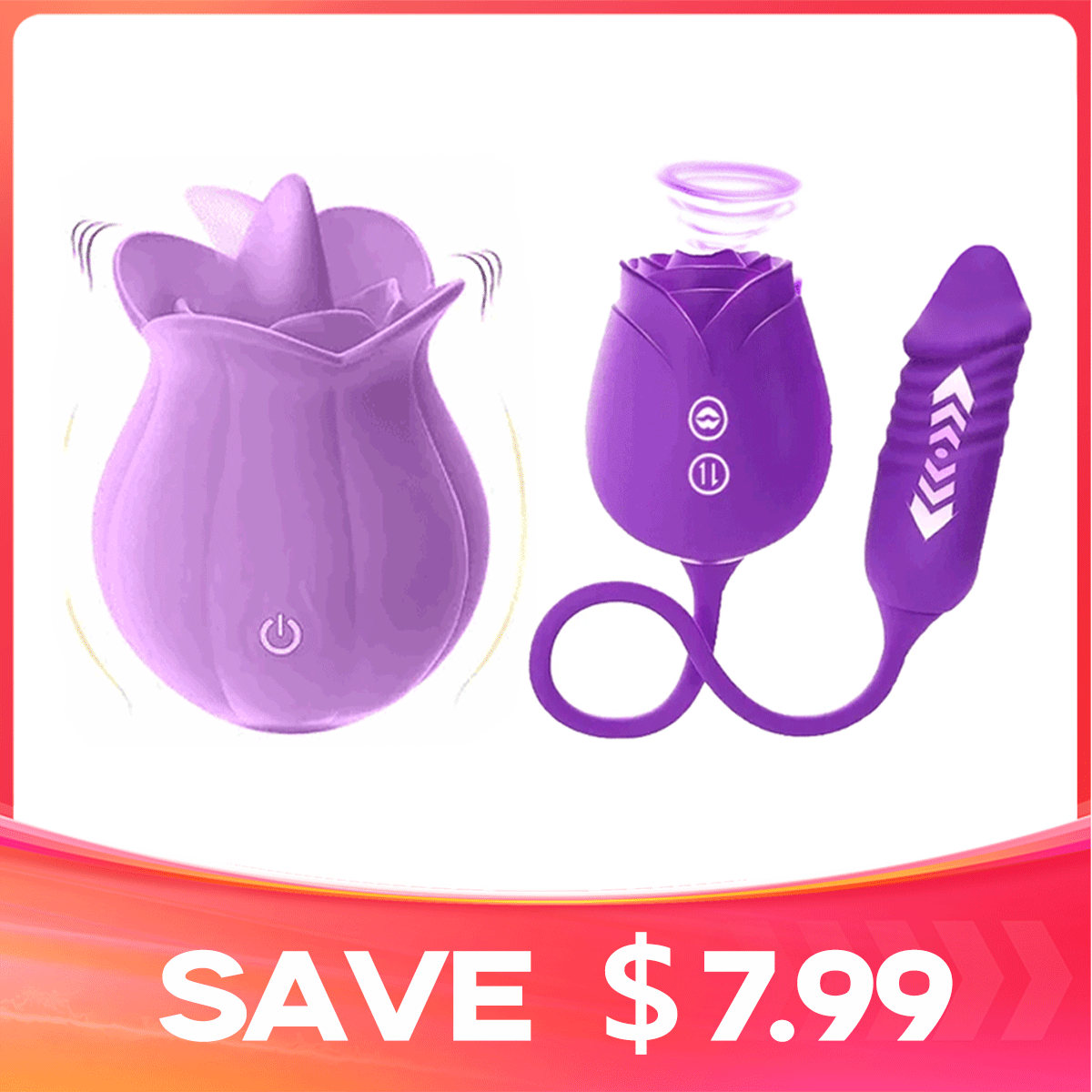 Mlem - 10 Speeds Purple Rose Tongue Massager