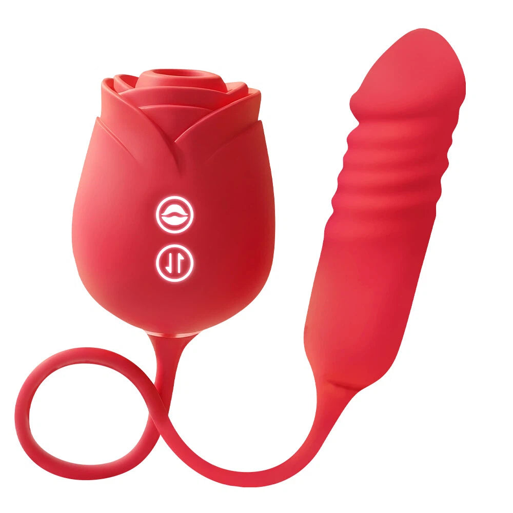 Rose Mary - Dual Massager - Suction & Internal Vibe - rabbit vibrator with suction featuring waterproof, quiet, rechargeable