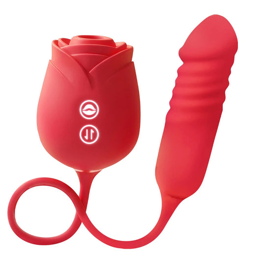 Rose Mary - Dual Massager - Suction & Internal Vibe - rabbit vibrator with suction featuring waterproof, quiet, rechargeable
