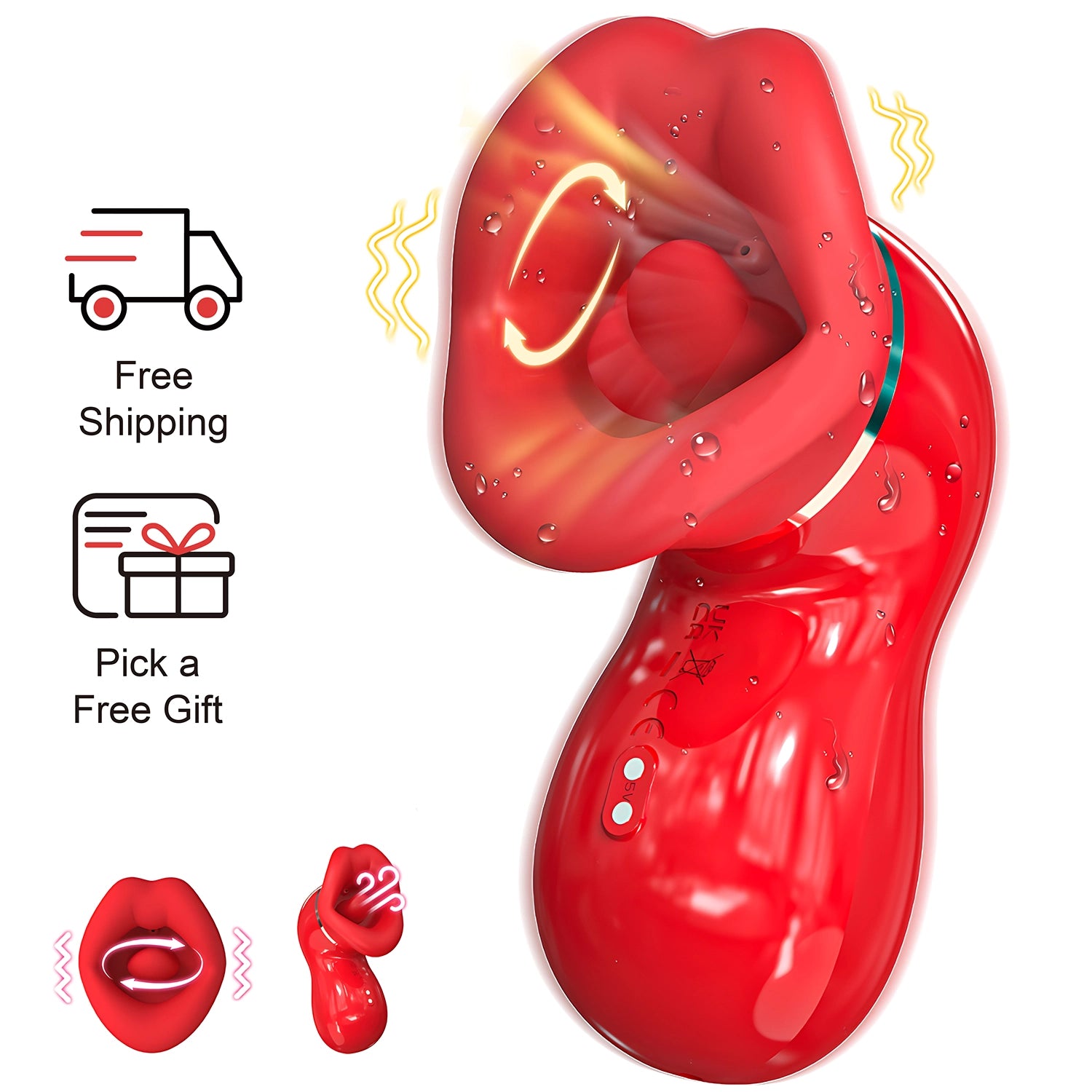 LushMouth Rotating Tongue Suction Massager for Dual - rabbit vibrator with suction featuring waterproof, rechargeable, body-s